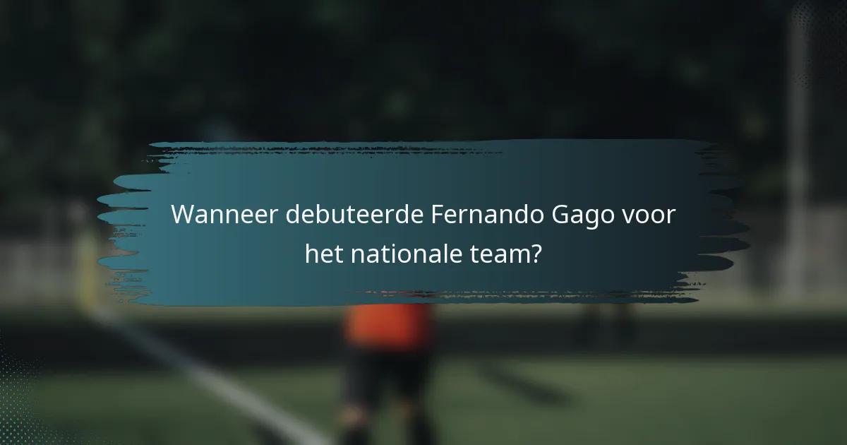 Wanneer debuteerde Fernando Gago voor het nationale team?